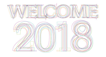 Creative text welcome 2018 in linear design