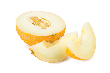sliced melon isolated on white background