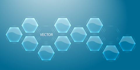 Obraz na płótnie Canvas Blue abstraction geometric background with hexagons. Modern technology. Vector