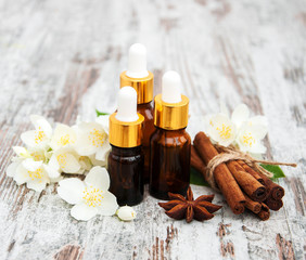 Massage oils and jasmine flowers