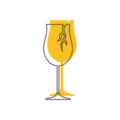 Broken wine glass icon, doodle style
