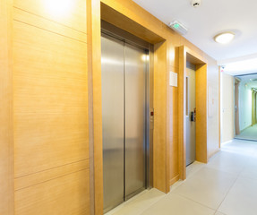 Corridor with elevator doors