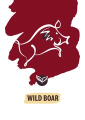 Sketch image illustration.  Image of hand-drawn boar. Template poster, banner, logo for hunting hobby club