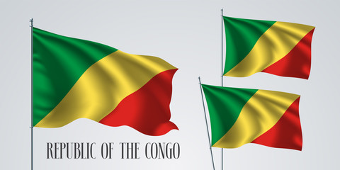 Republic of Congo waving flag set of vector illustration