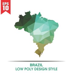 brazil map on low poly color palette