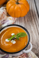 Pumpkin cream on bowl
