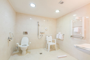 Interior of bathroom for disabled people