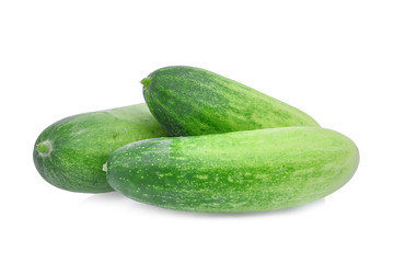 three whole fresh cucumber isolated on white background