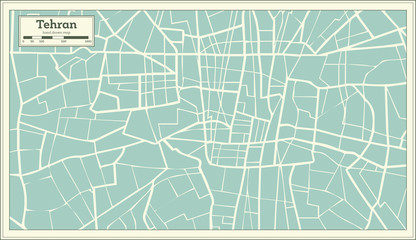Fototapeta premium Tehran Iran Map in Retro Style.