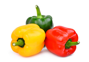 yellow,red,green, sweet bell pepper or capsicum isolated on white background