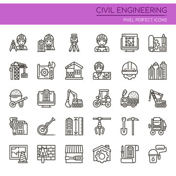 Civil Enginerring , Thin Line and Pixel Perfect Icons.