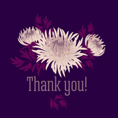 chrysanthemum flower card template vector illustration. rose and deep violet fall floral element for surface design