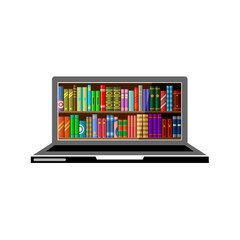 Laptop with digital books, online library concept