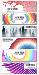 Set of six colorful abstract header banners with curved lines and place for text. Vector backgrounds for web design.
