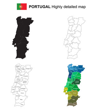 Highly detailed editable political map with separated layers. Portugal  Stock Vector Image & Art - Alamy