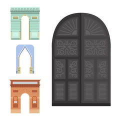 Arch vector architecture construction frame column entrance design classical illustration