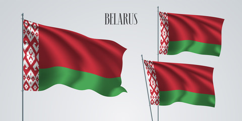 Belarus waving flag set of vector illustration
