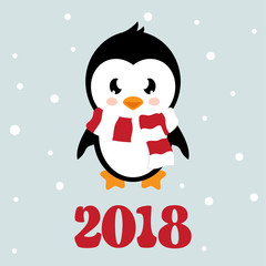cartoon penguin with scarf and text