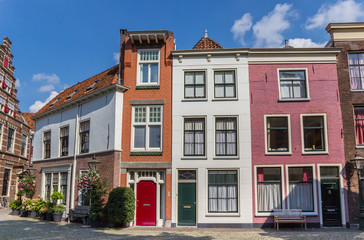 Fototapeta na wymiar Colorful houses in the historic center of Leiden