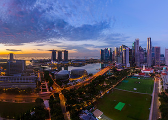 SINGAPORE - APRIL 16: Singapore city skyline and Marina Bay on April 16, 2016 in Singapore