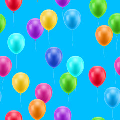 Multicolored balloons blue background seamless. Multicolored balloons on a blue background seamless background for designers and illustrators. A lot of gasbags as a vector illustration