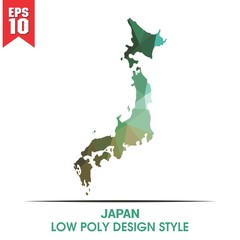 japan map on low poly color palette