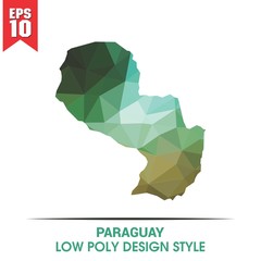 paraguay map on low poly color palette