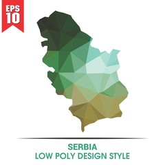 serbia map on low poly color palette
