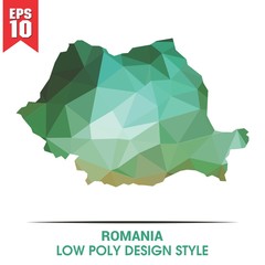 romania map on low poly color palette