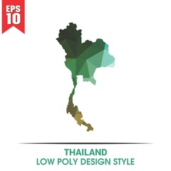 thailand map on low poly color palette