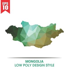 mongolia map on low poly color palette