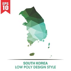south korea map on low poly color palette