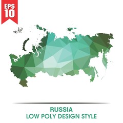 russia map on low poly color palette