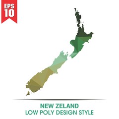 new zeland map on low poly color palette