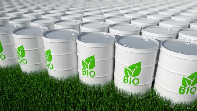 3d cgi looping animation of camera flying over rows of barrels with bio alternative fuel. Best video for environment safety and ecology.