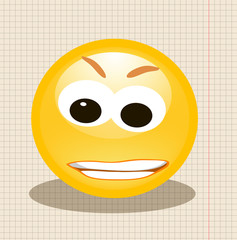 leaf, notebook, drawing smiley, character, vector, isolated, yellow