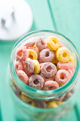 Colorful cereal rings.