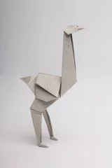 Papier Peint photo Lavable Autruche Origami ostrich gray
