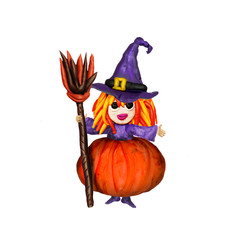 Halloween Plasticine little witch
