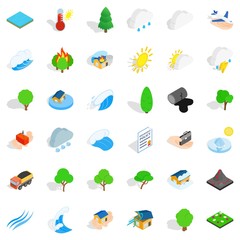 Tree icons set, isometric style