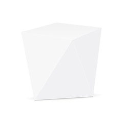 White blank triangular tea packaging box isolated. Vector illustration