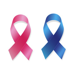 Breast And Prostate Cancer Awareness Ribbons. Medical And Health Concept