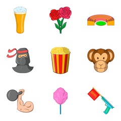 Improvisation icons set, cartoon style