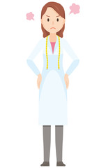 Illustration of a female nutritionist angry - whole body
