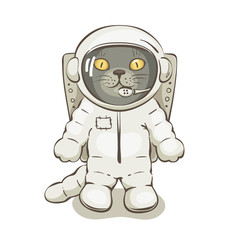Obraz na płótnie Canvas Cat astronaut / Funny vector illustrations with grey cat in space suit
