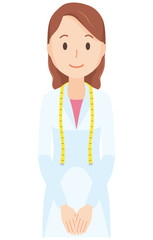 Illustration of a female nutritionist facing forward - upper body