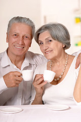 Senior couple drinking tea 