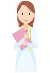 Illustration that a female nutritionist has a file - upper body