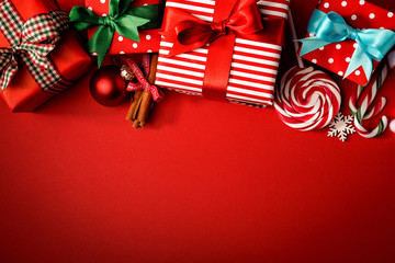 Creative composition of sweets and presents