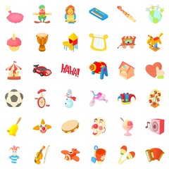 Fototapeta premium Entertainment icons set, cartoon style